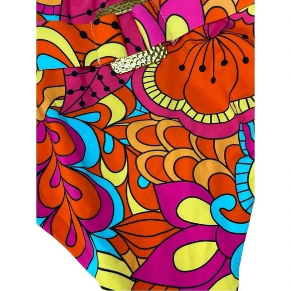 PALMS AWAY BRIGHT FLORAL ONE PIECE SWIMSUIT BELTED VIBRANT WOMEN SIZE MEDIUM - Picture 3 of 10